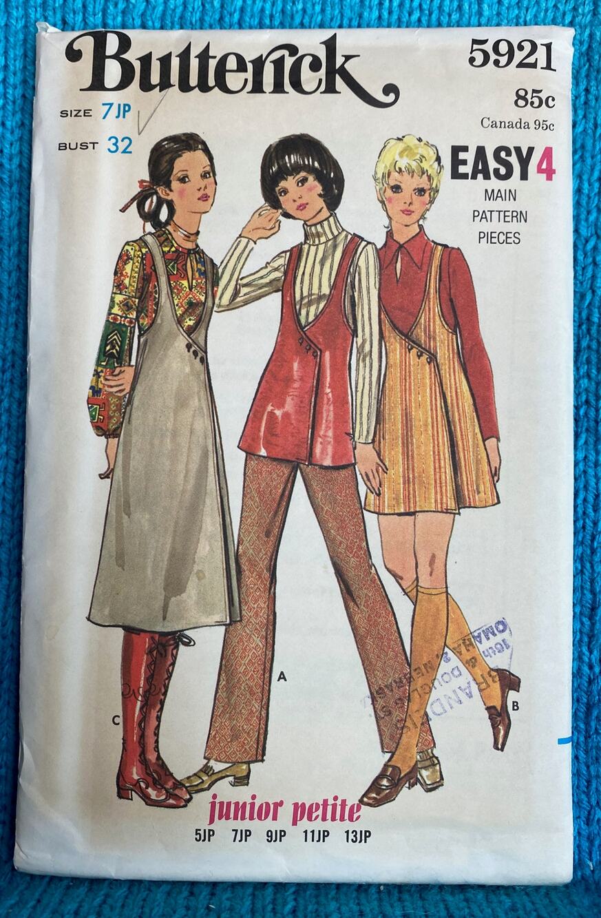 Butterick 5921 Pattern Jumper Pant Vest 1960s Size 7 bust 32